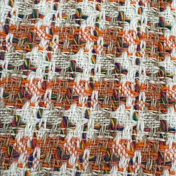 Venti6 Italian Boucle Tweed Belted Jacket Orange Cream Tailored Coat M - Picture 4 of 6